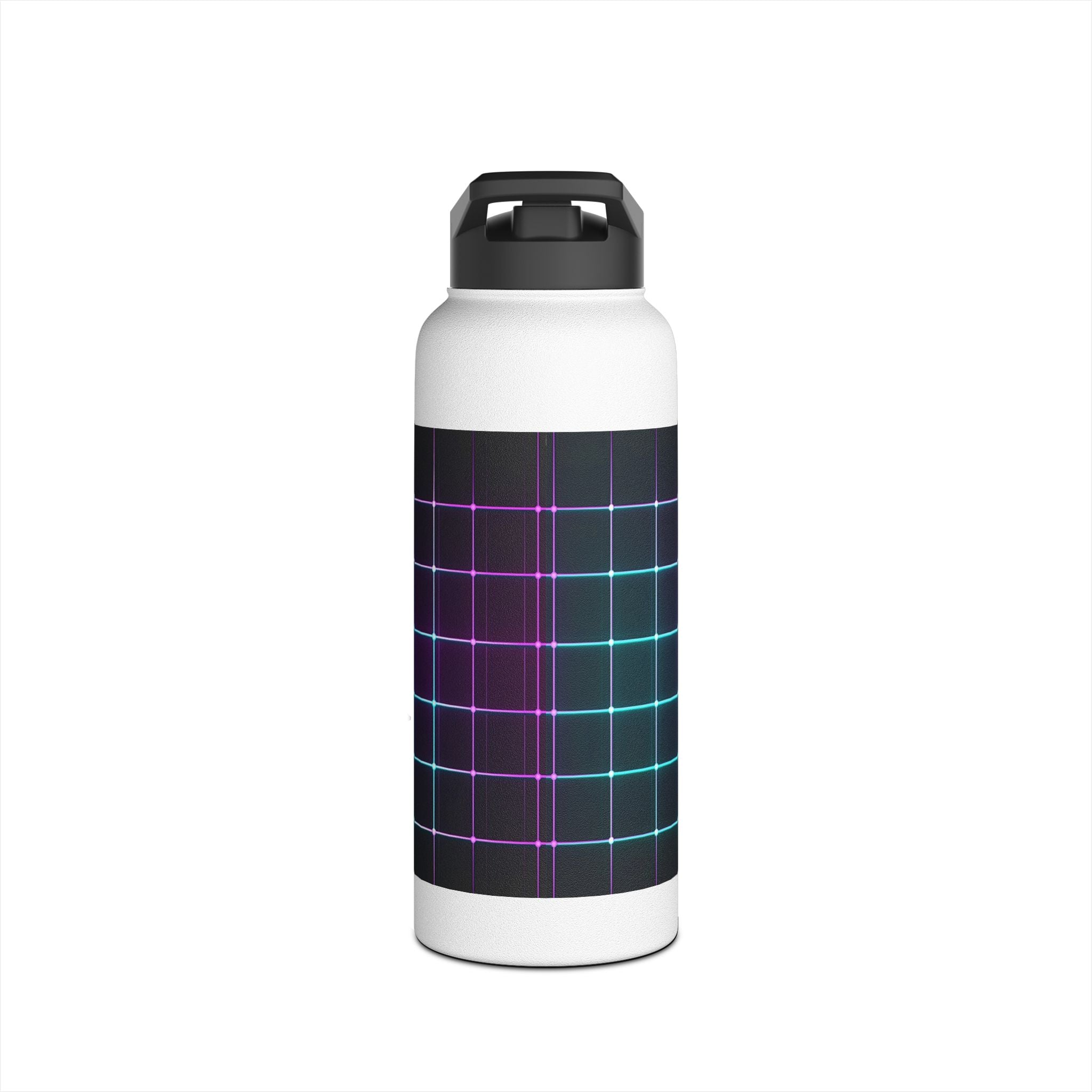 Vibrant Grid Pattern Stainless Steel Water Bottle