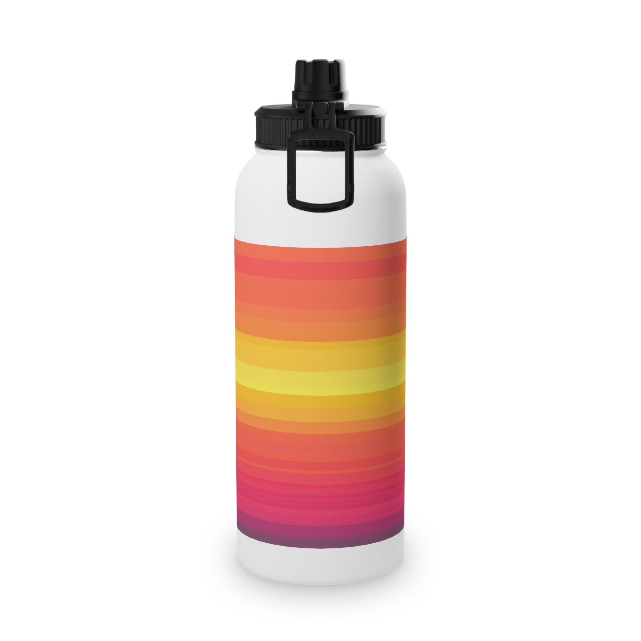 Sunset Striped Stainless Steel Water Bottle with Sports Lid