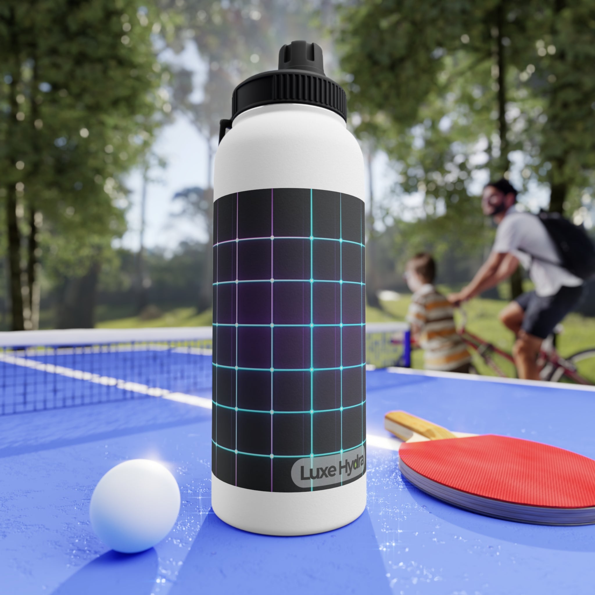 Retro Grid Stainless Steel Water Bottle