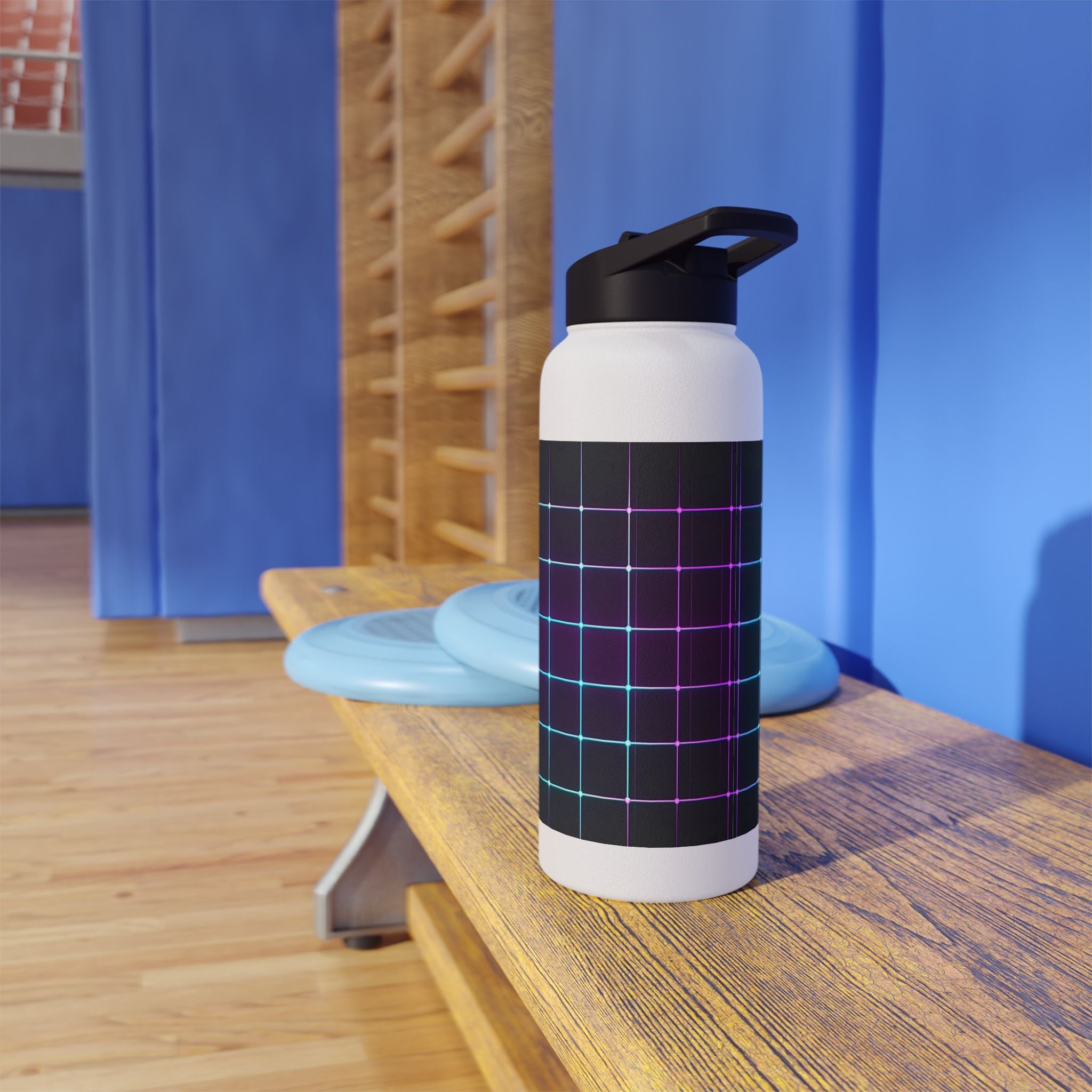 Vibrant Grid Pattern Stainless Steel Water Bottle