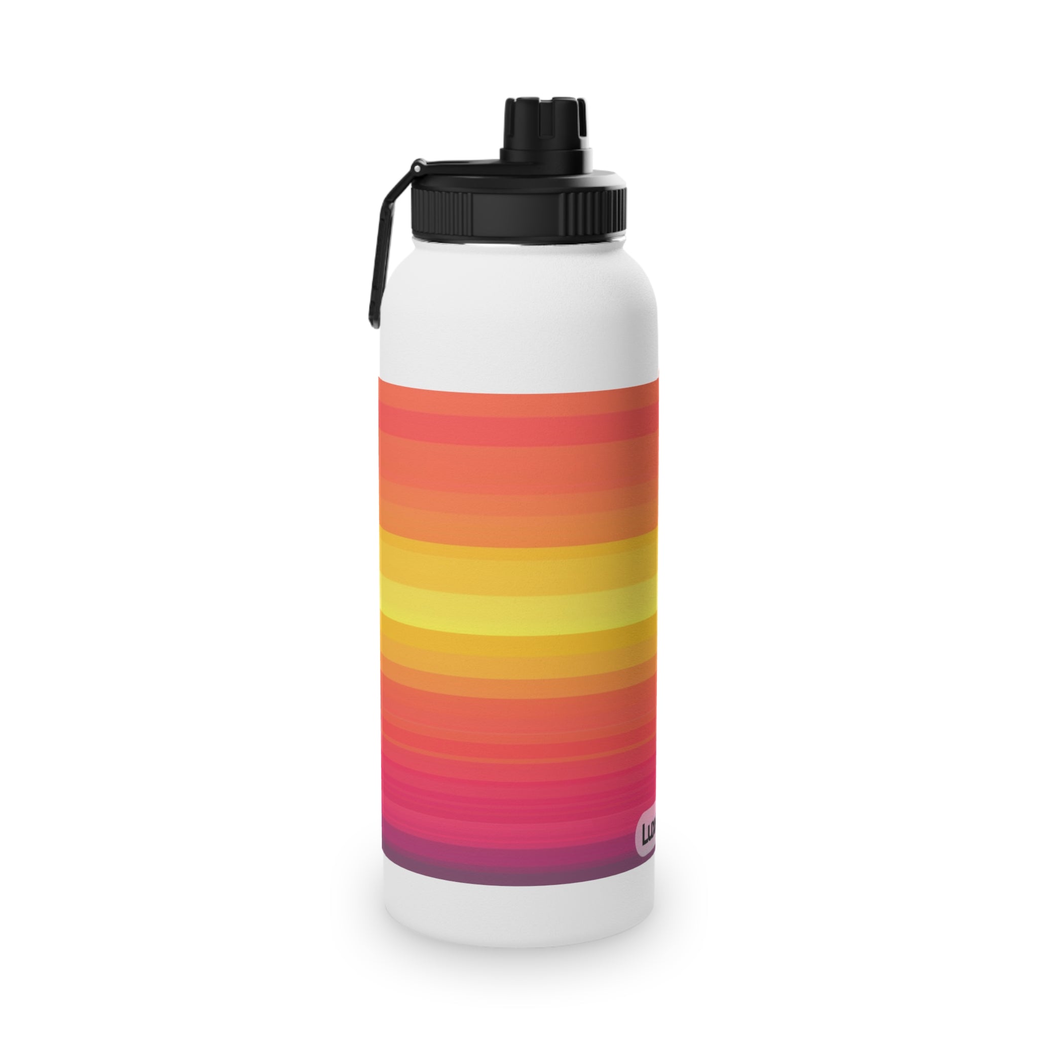 Sunset Striped Stainless Steel Water Bottle with Sports Lid