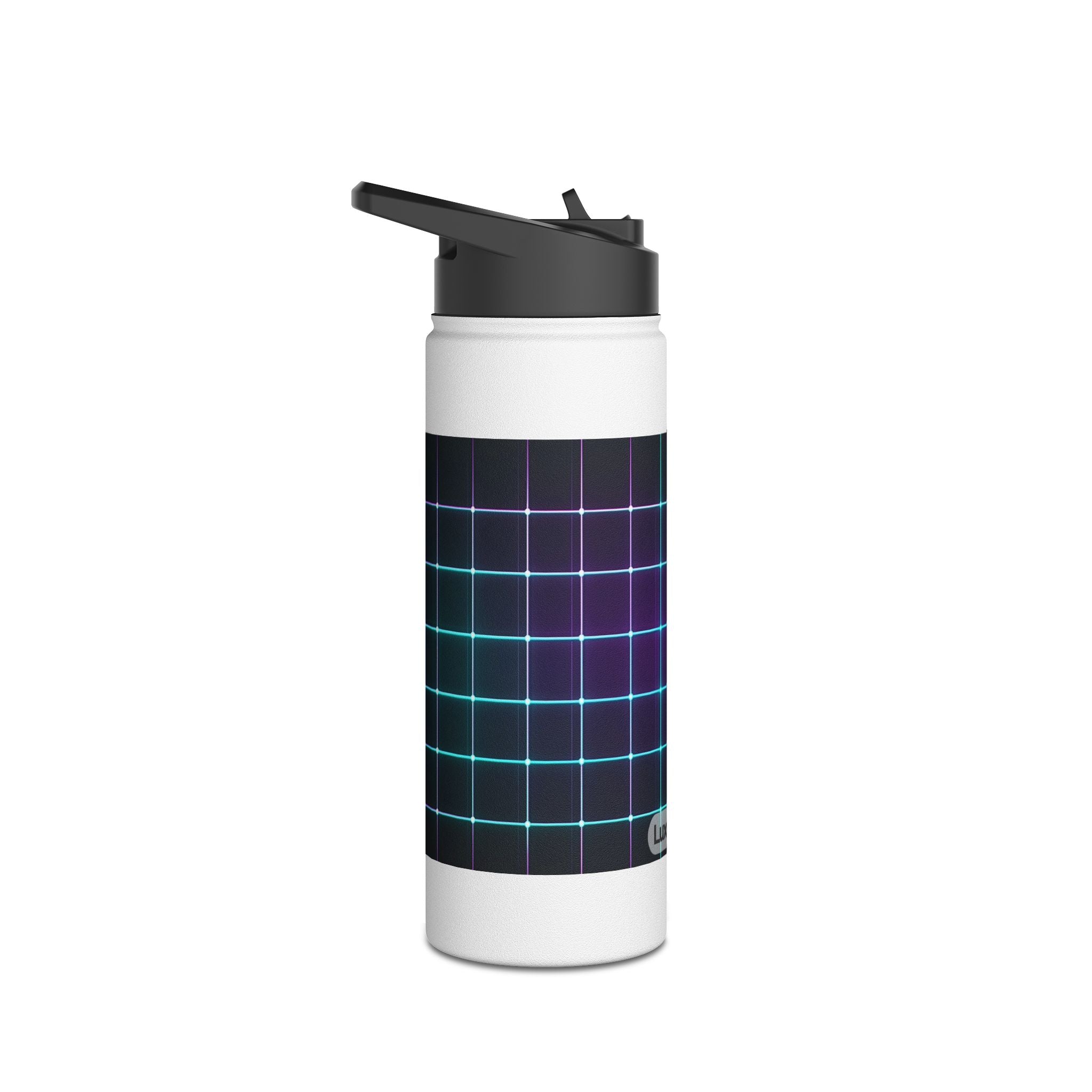 Vibrant Grid Pattern Stainless Steel Water Bottle