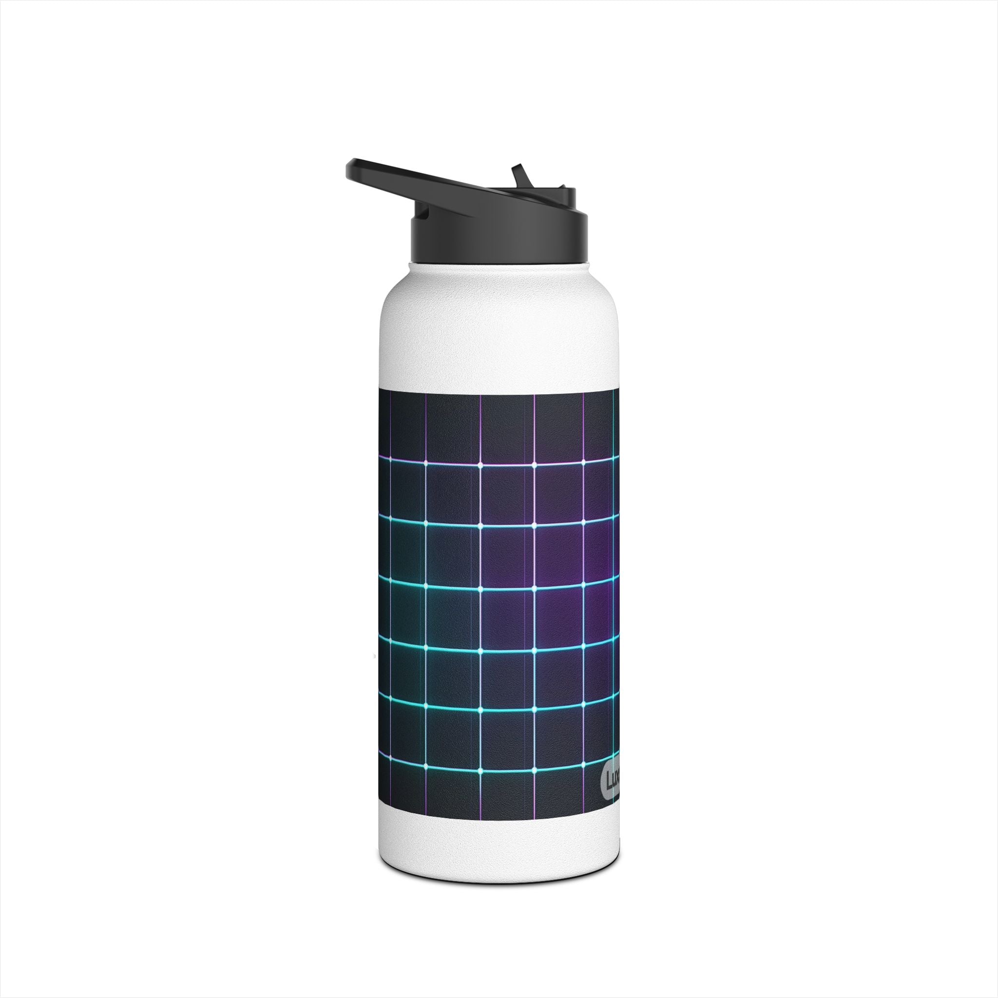 Vibrant Grid Pattern Stainless Steel Water Bottle