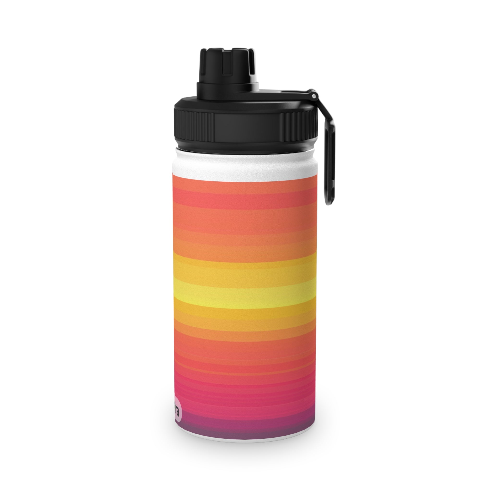 Sunset Striped Stainless Steel Water Bottle with Sports Lid