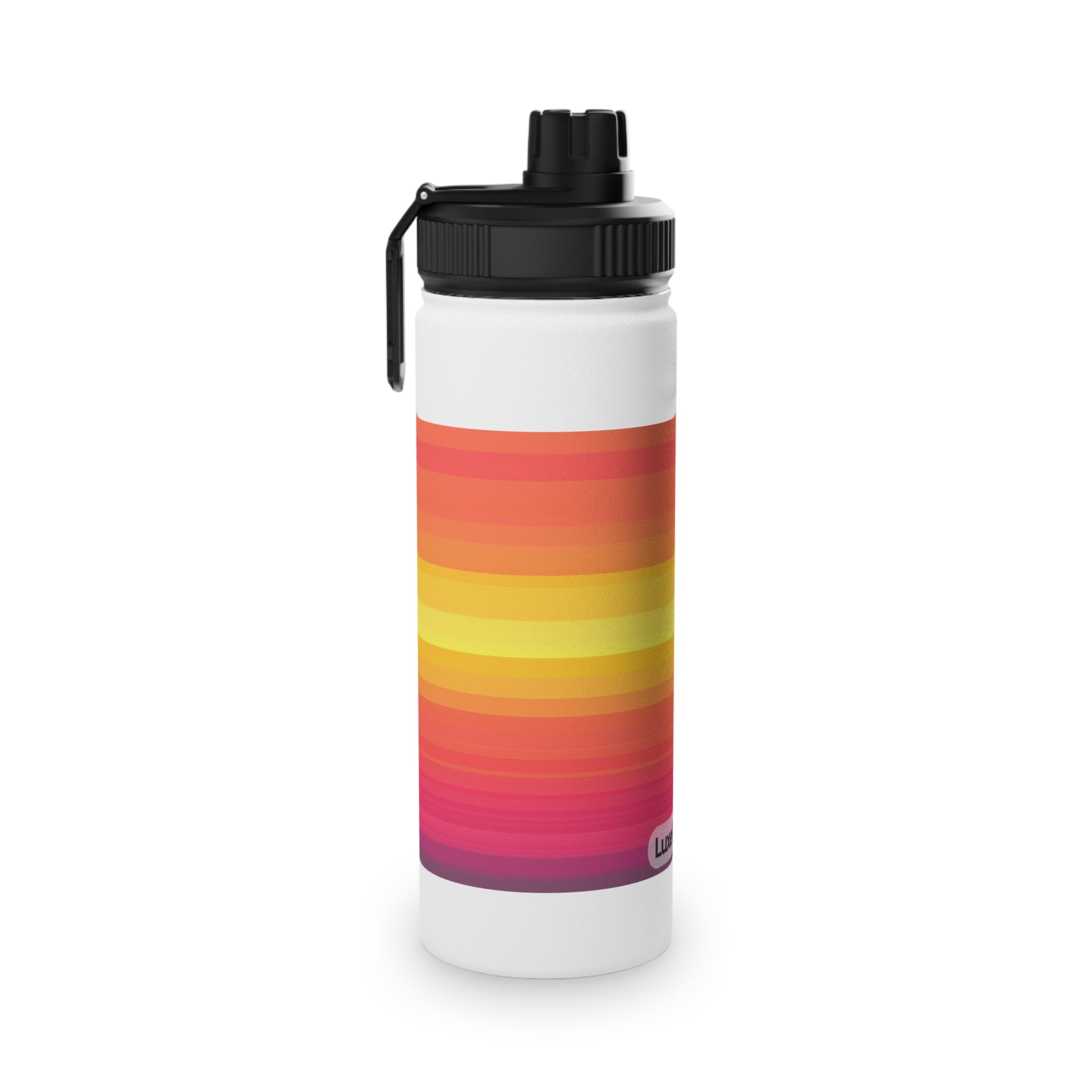 Sunset Striped Stainless Steel Water Bottle with Sports Lid